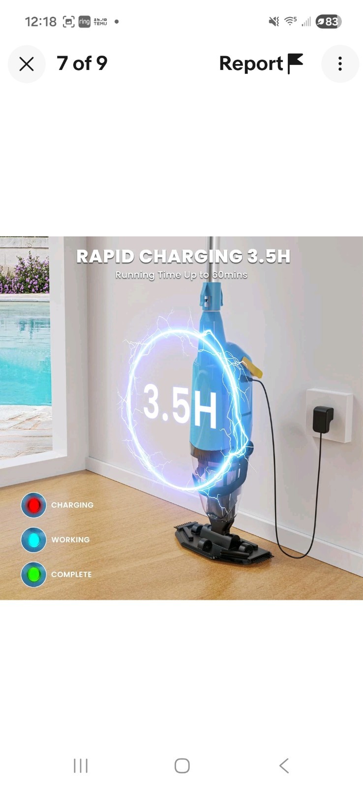 Handheld Pool Vacuum Cordless Powered Pool and Spa Vacuum Rechargeable Vacuum
