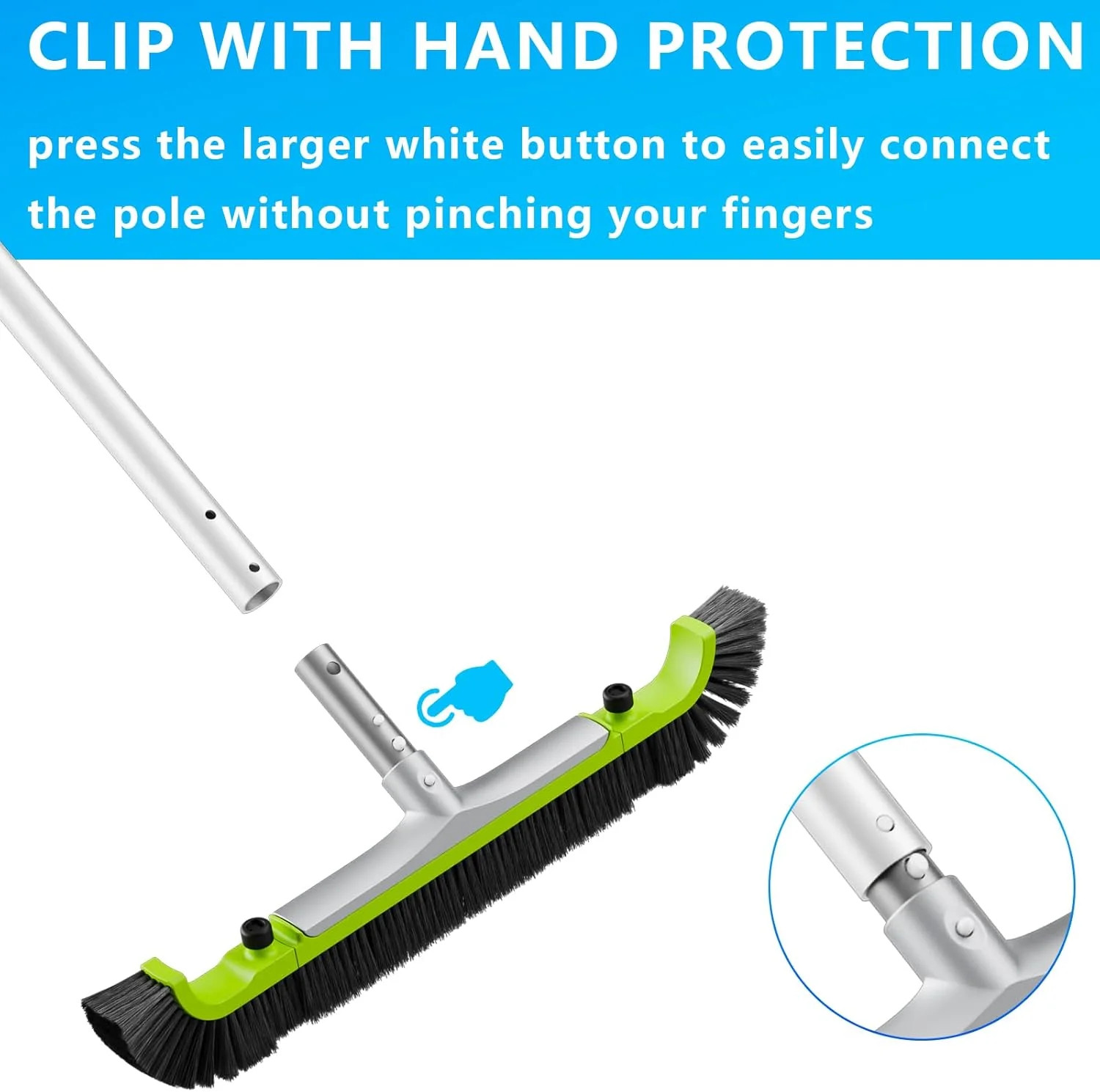 Sepetrel 20&Prime; Pool Brush Head for Cleaning Walls,Heavy Duty Inground/Above Ground