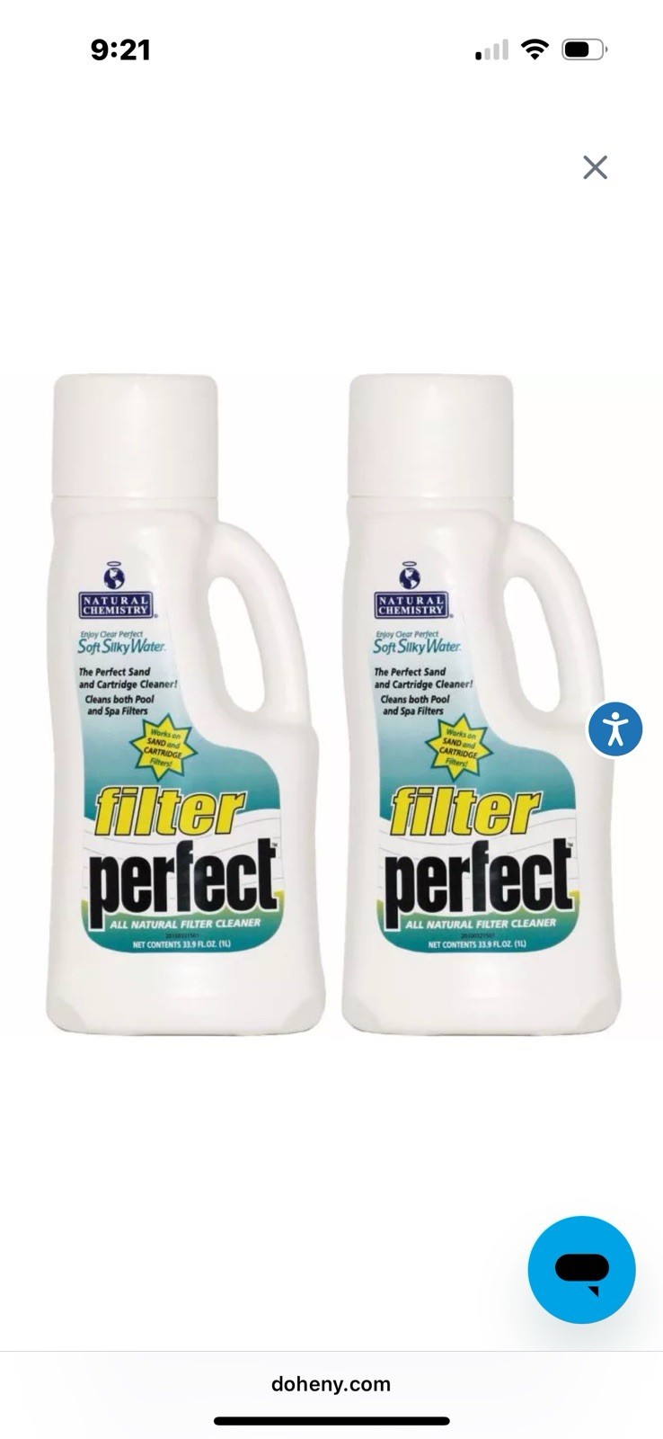 Natural Chemistry Filter Perfect Cleaner Solution (2) 1 Liter Total Bottle