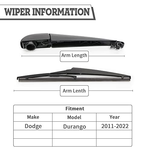 Rear Wiper Arm & Blade Kit, Exact-Fit Replacement for dodge durango 2011-2025