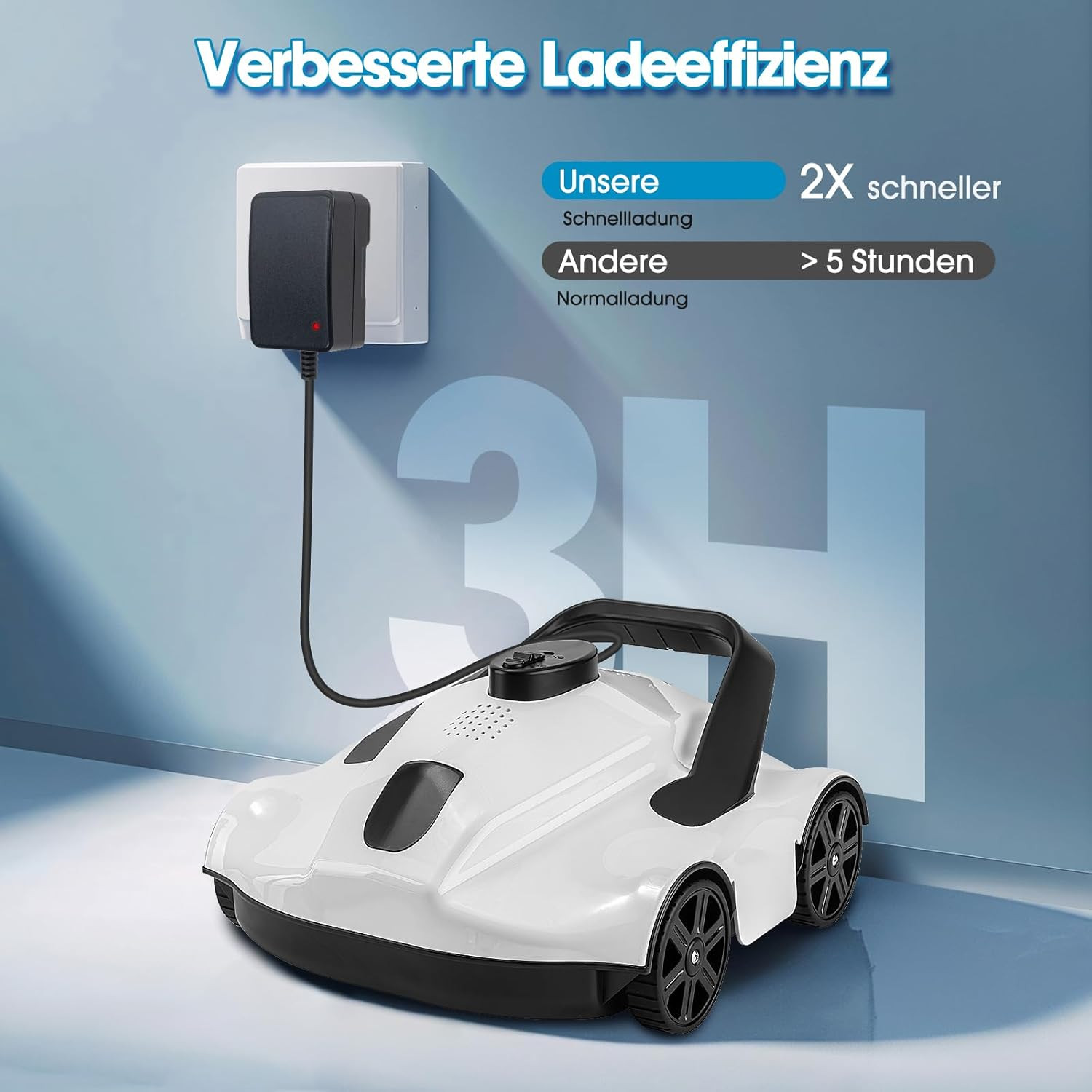 Cordless Robotic Pool Cleaner, Pool Vacuum for above Ground Pool up to 1076 Sq.F