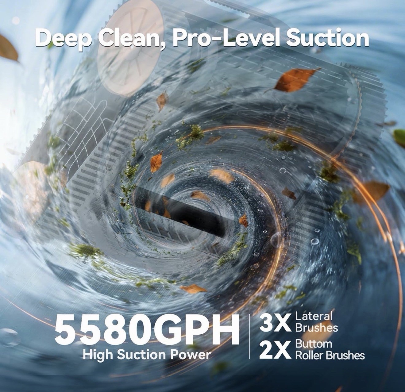 Smart Cordless Robotic Pool Cleaner Wall Climbing 3H Runtime, Salt/Fresh Water