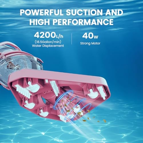 Pool Vacuum for Above Ground Pool with a Telescopic Pole, Pink PC10 Pro