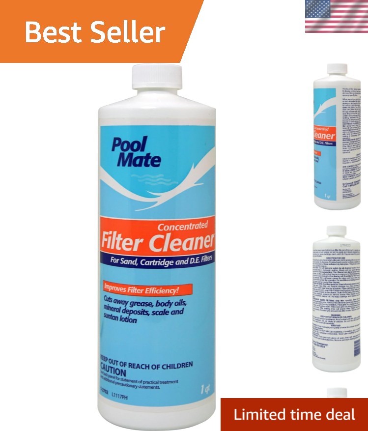 Liquid Pool Filter Cleaner – 1 Quart, Cleans Sand, Cartridge, D.E. Filters