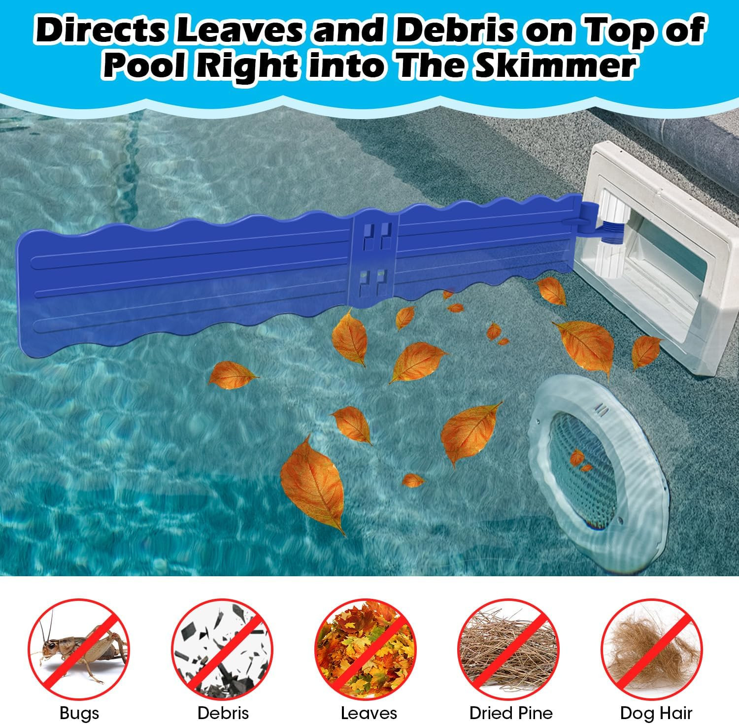 Pool Debris Catcher Skimmer Leaf Remover Accessories Kit – Blue