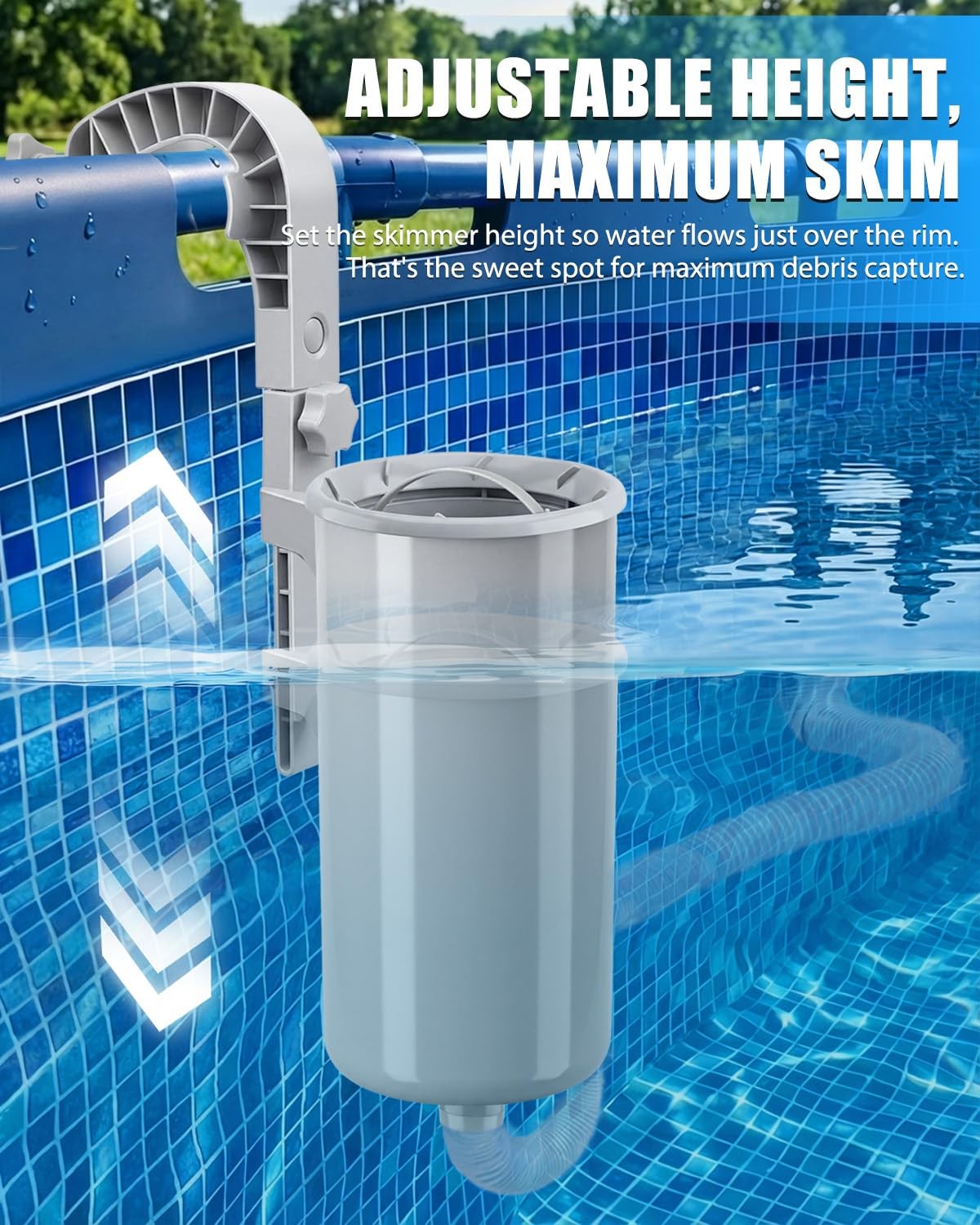 1000 GPH Pool Pumps and Skimmer for Above Ground, Floating Pools Surface Skim…