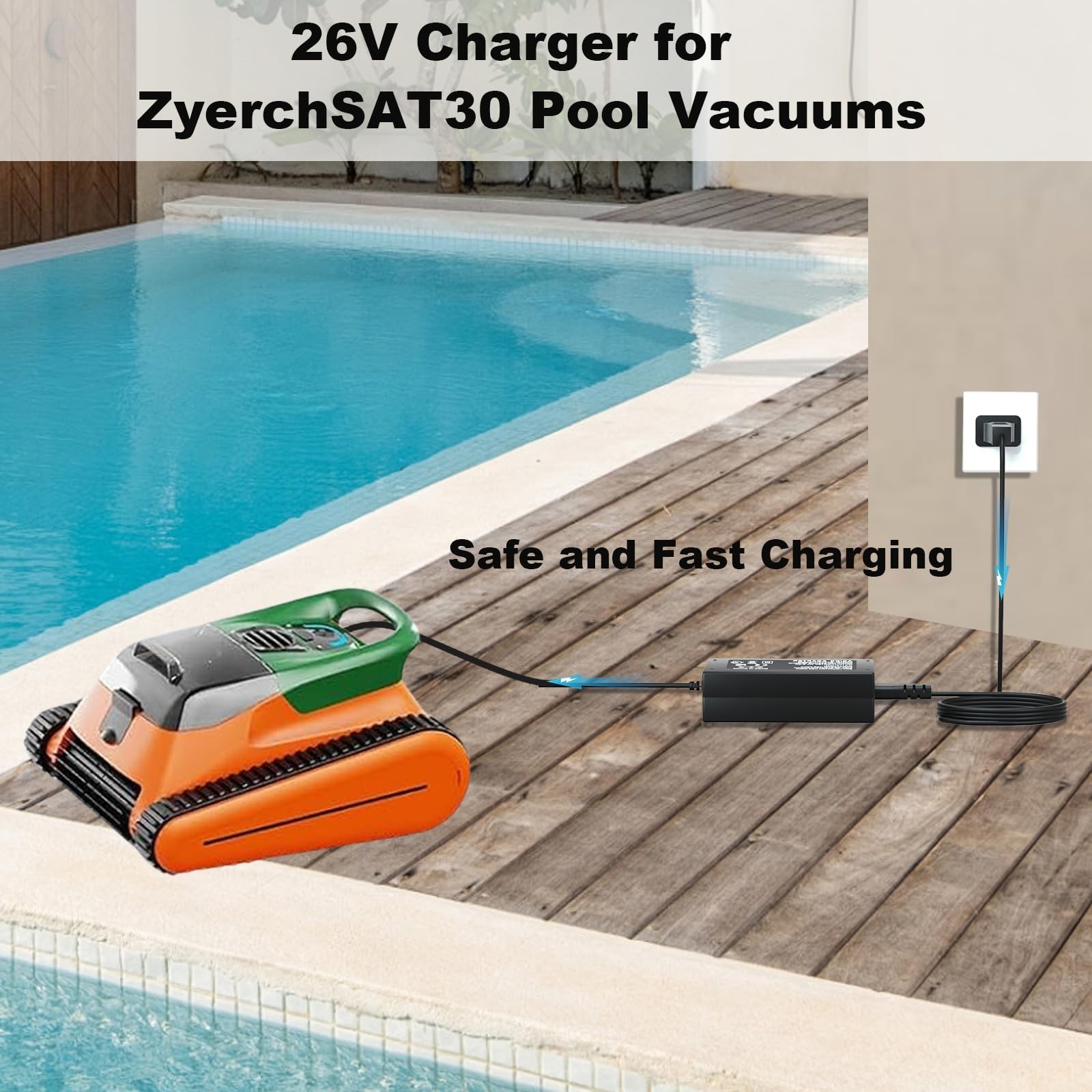 26V Adapter Charger for 21.6V Robotic Pool Cleaner – Compatible with Seauto Crab