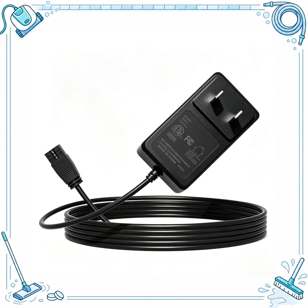 2-Prong 12.6V AC/DC Adapter For YSMJ 1822 1822BL Handheld Pool Vacuum Cleaner