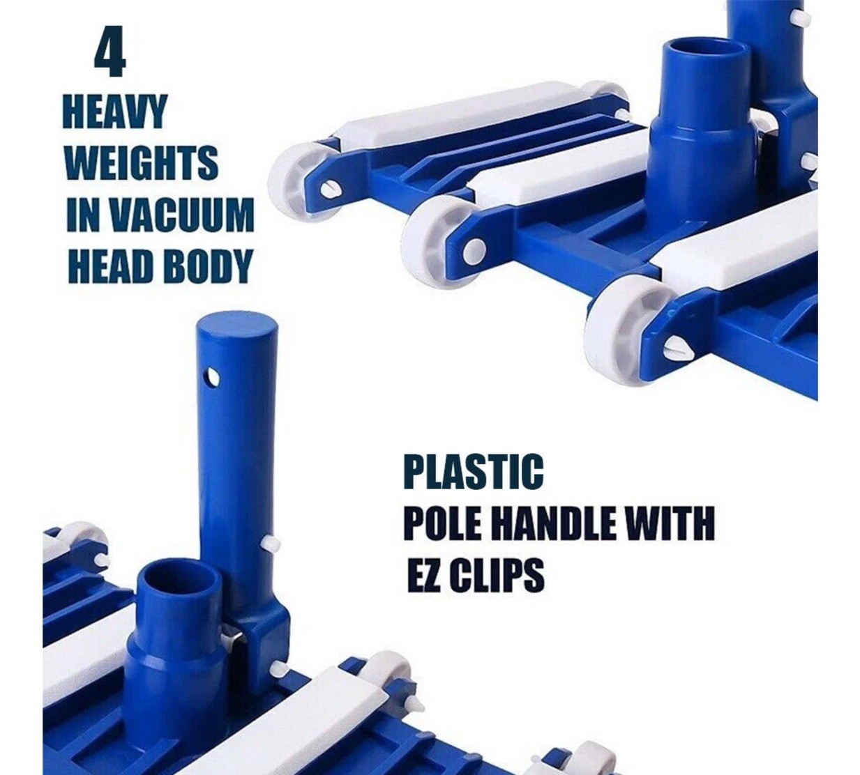 14 Inch Heavy Duty Pool Vacuum Head with Wheels for Easy Cleaning