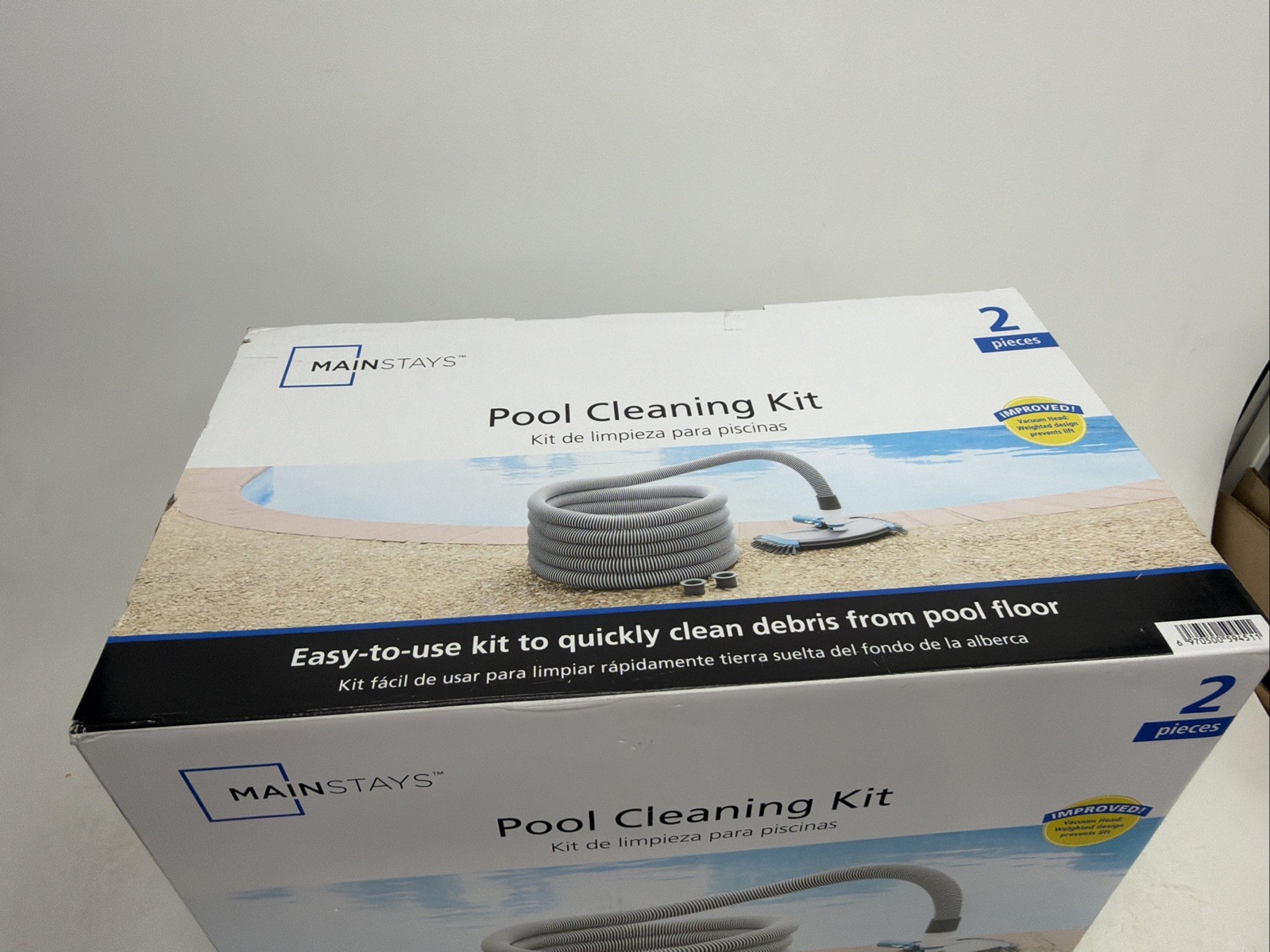 Mainstays Pool Vacuum Kit 2-Piece 25ft UV-Resistant Hose+Swivel Head 1.25&Prime;/1.5&Prime;