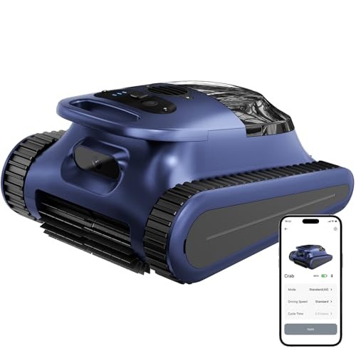 Cordless Robotic Pool Cleaner, Pool Vacuum 180W Brushless Motor, Dark Blue