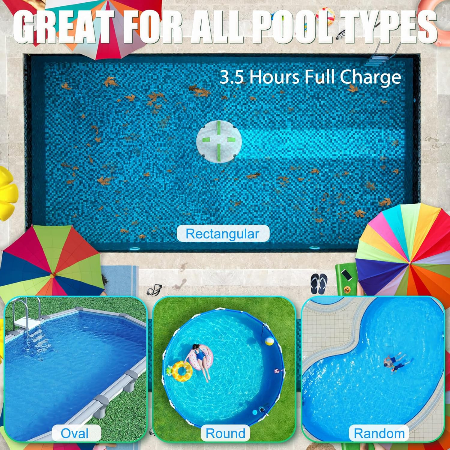 2026 Cordless Robotic Pool Cleaner, Pool Vacuum for above Ground Pool with 120 M