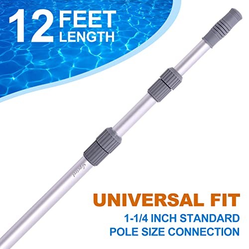 Pool Pole – Professional 12 Foot Telescoping Swimming Pool Cleaning 12 Feet
