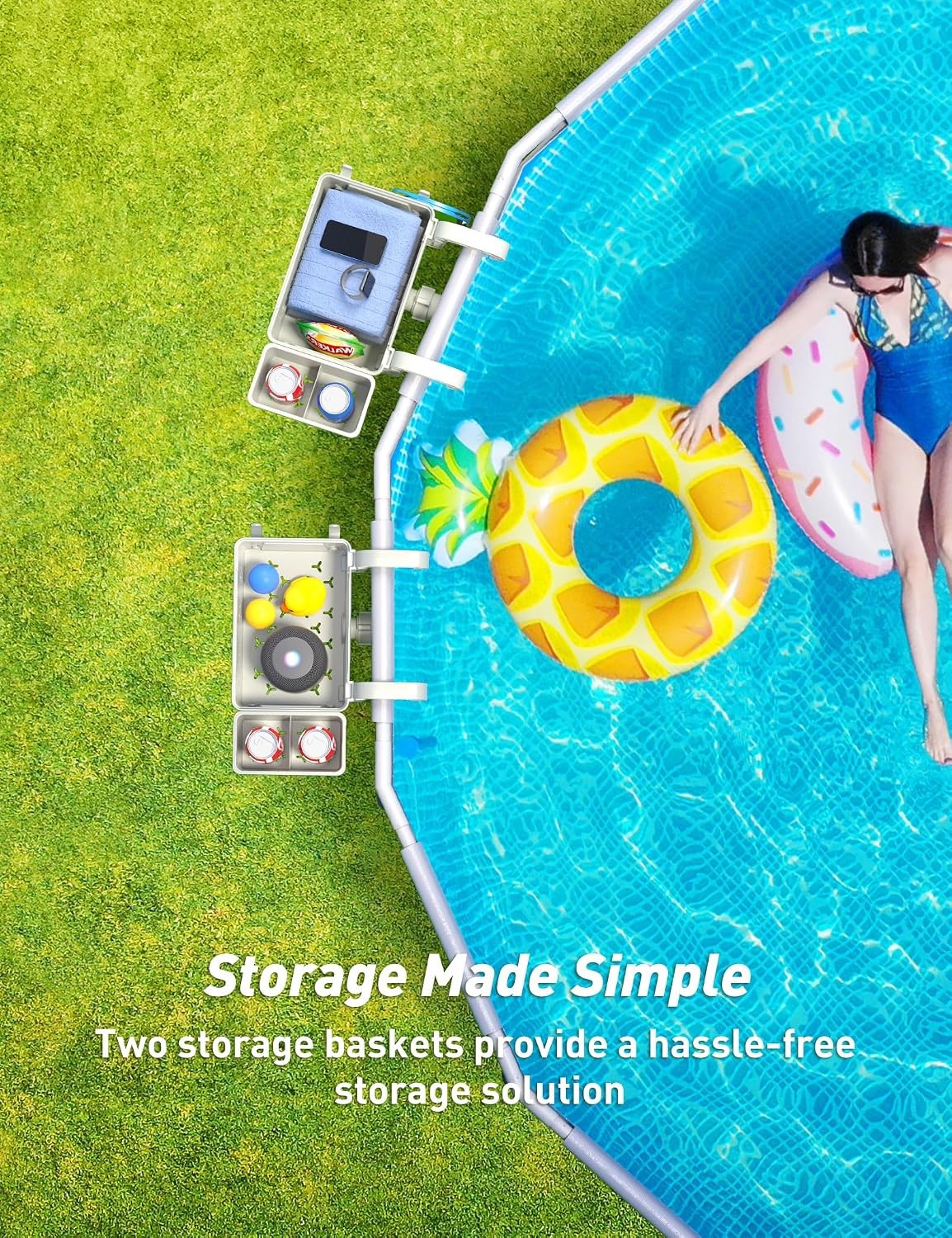 [PATENTED] 2026 Upgrade 2 Sets Poolside Storage Basket Original Above Ground