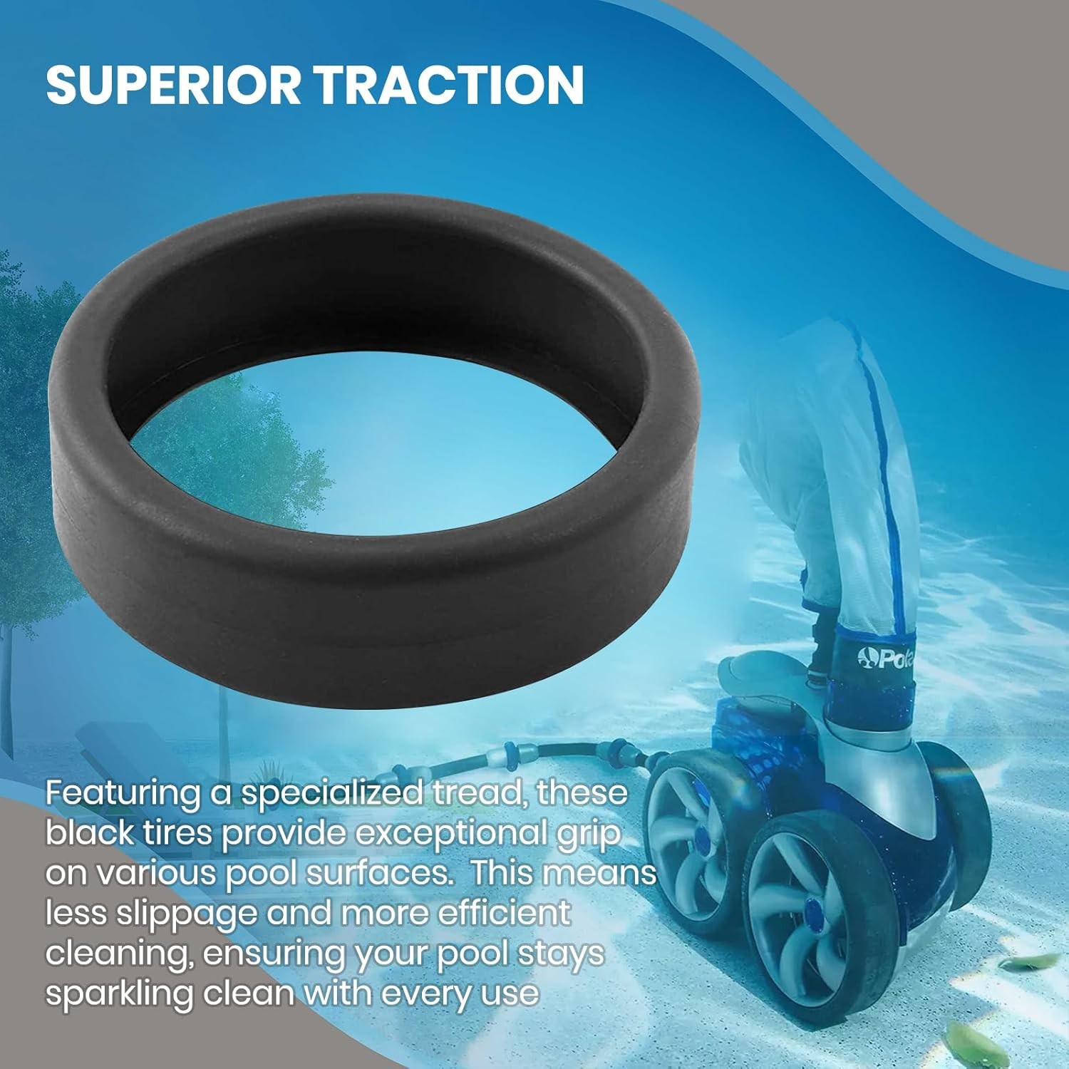(3-Pack) Calvana Pool Cleaner Tires, 48-232 Replacement Compatible with Zodiac P