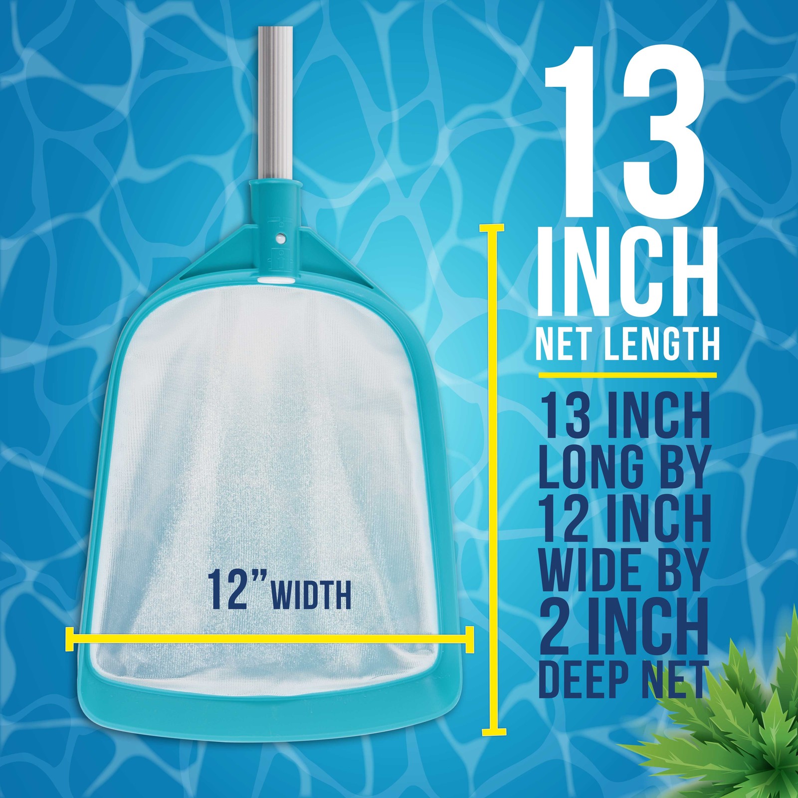 U.S. Pool Supply 6-Foot Pool Leaf Skimmer Net, Aluminum Pole, Ultra Fine Mesh