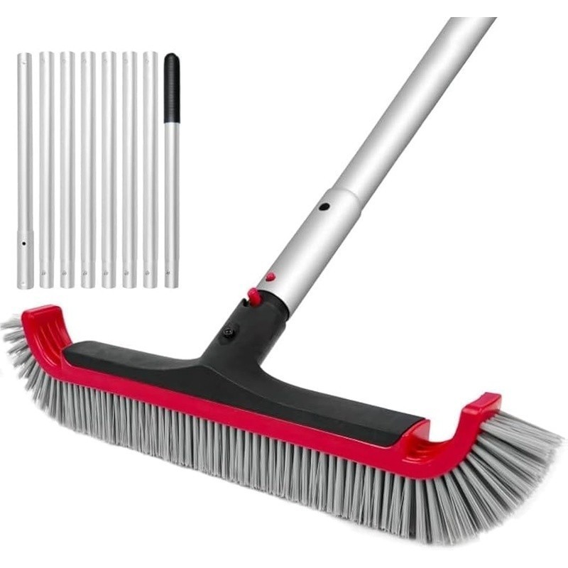 Adjustable Swimming Pool Brush Telescopic Aluminum Pole Effective Cleaning Tool