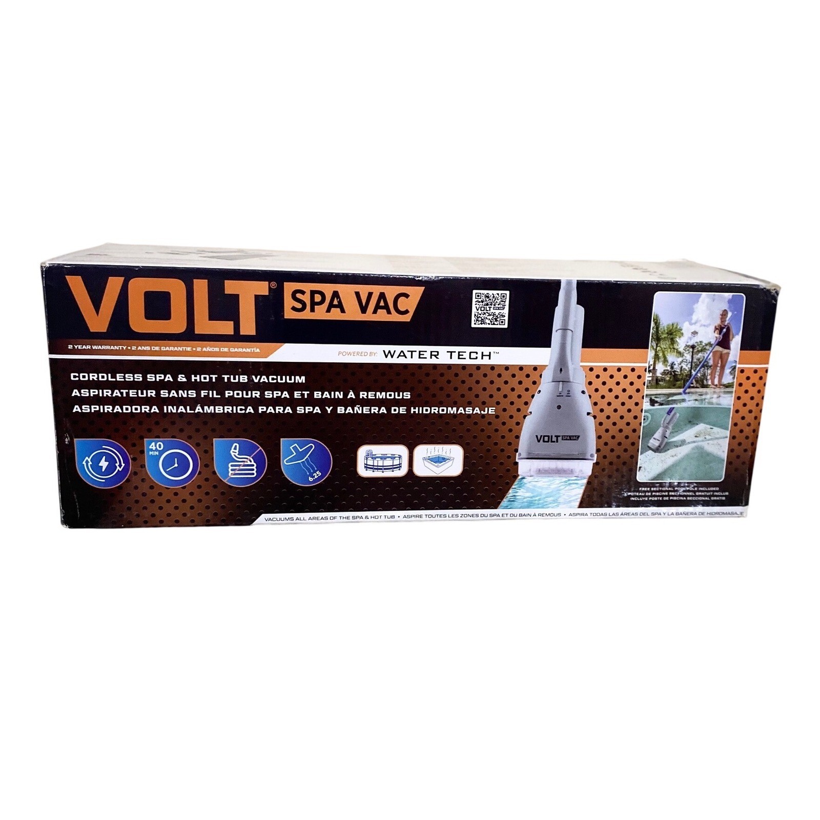 Water Tech Volt Spa Vac Cordless Rechargeable Hot Tub Vacuum 17101AL Gray