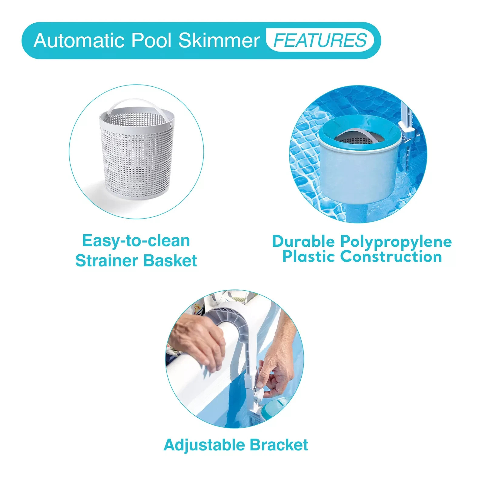 Swimming Pool Deluxe Surface Skimmer Wall Mount Basket Above Ground Debris