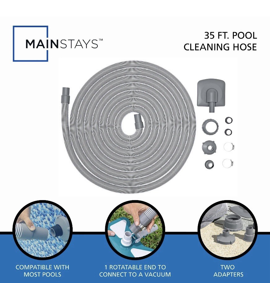 Mainstays 35 ft. x 1.5&Prime; Diameter Pool Cleaning Hose with Adaptors