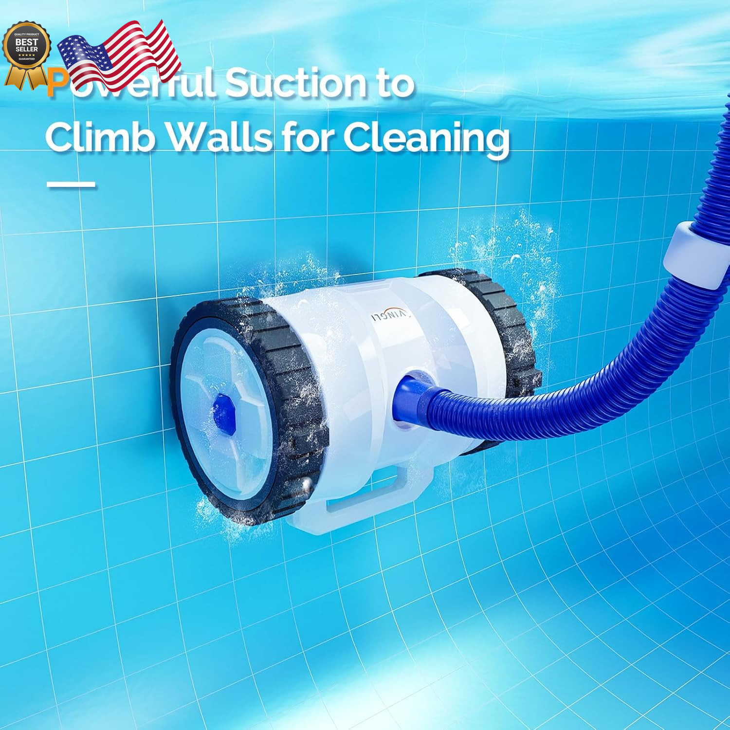 (2025 Upgrade) Automatic Suction-Side Pool Vacuum Cleaner Powerful Wall-Climbi