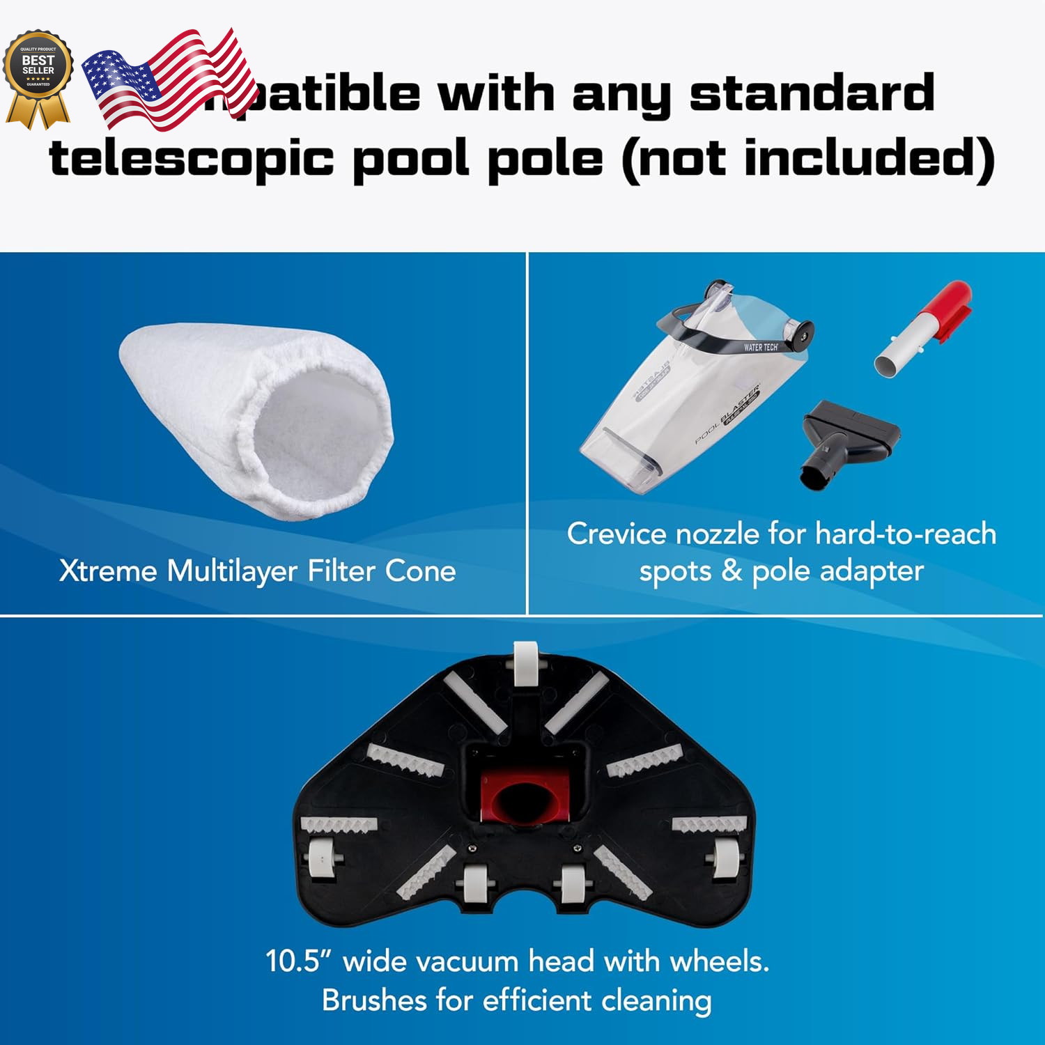 POOL BLASTER Pulse XL 350 Cordless Pool Vacuum, up to 60 Min Runtime XL Capa