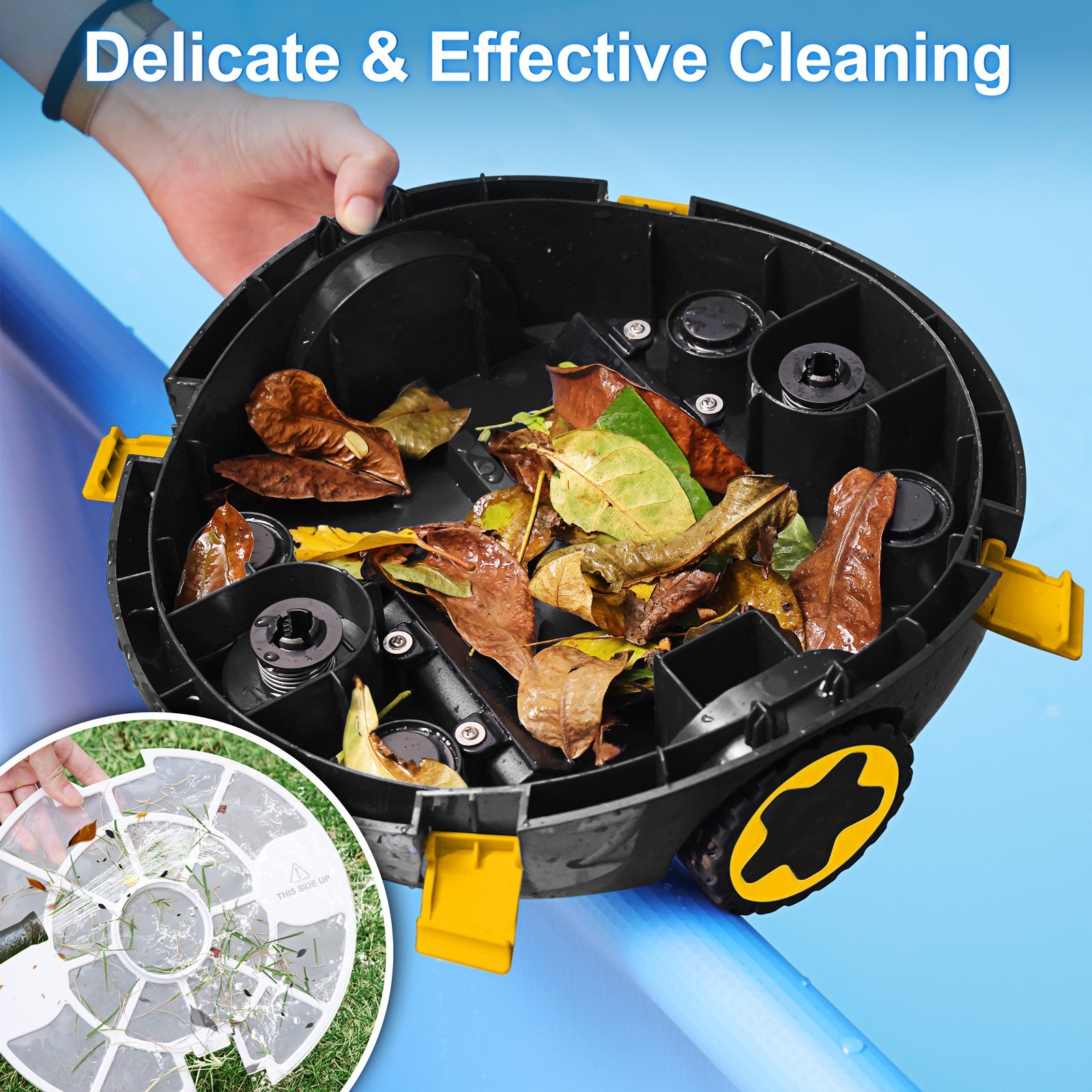 Smart Robotic Pool Cleaner with A Plastic Salvage Hook for Inground & Above pool