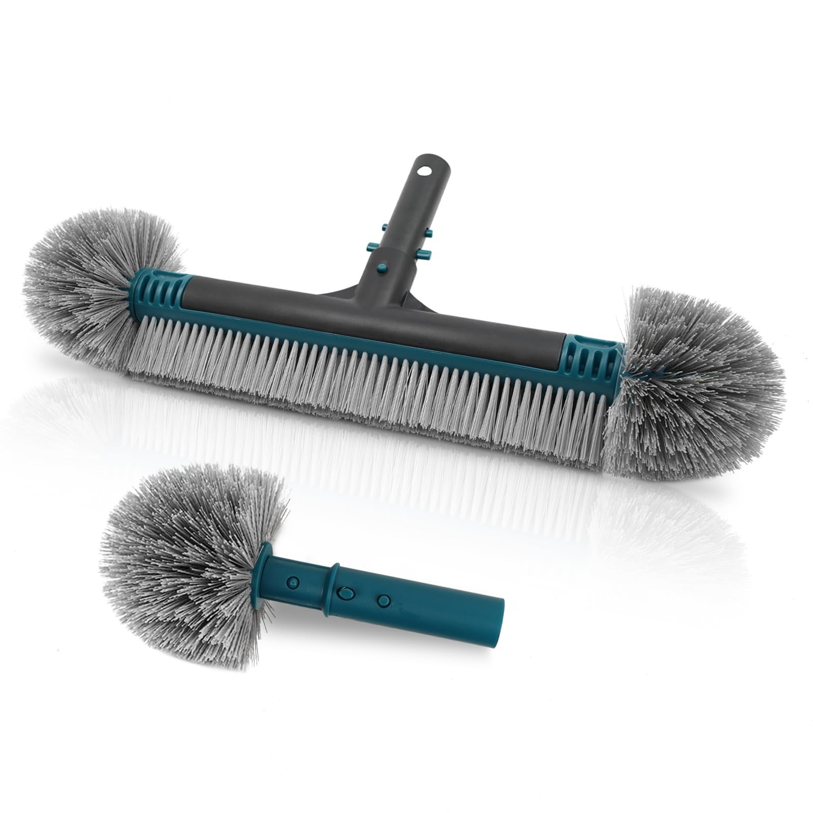 20&Prime; Detachable Pool Brush Head with Durable Nylon Bristles & EZ Clip Handle – Cl