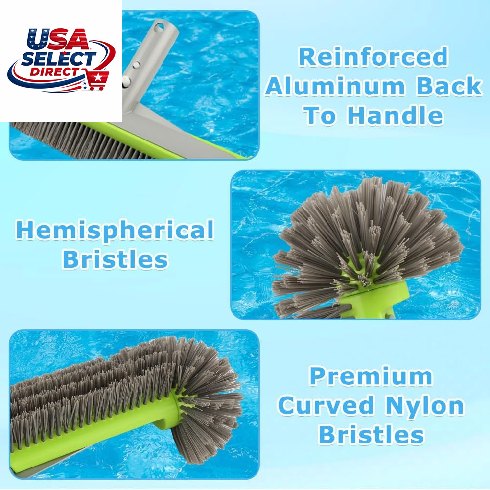 Swimming Pool Cleaning Kit with Leaf Skimmer, Brush, and Net
