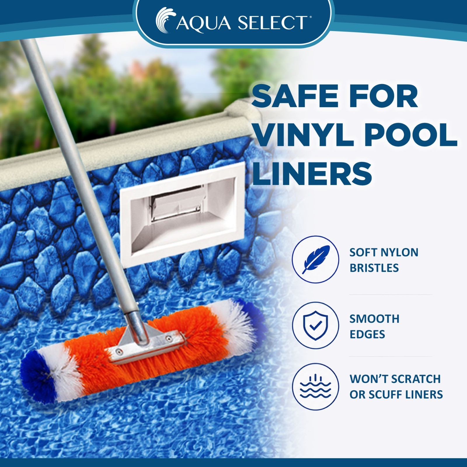 Aqua Select® 18 Inch 360° Brush For Swimming Pool Wall & Floor