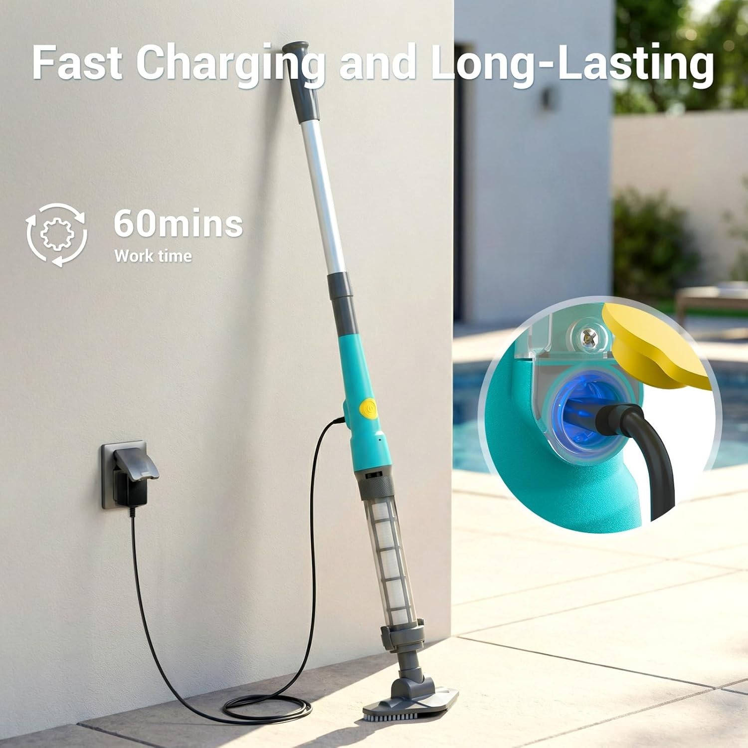 MUTAOMWY Cordless Pool Vacuum Cleaner for Hot Tubs & Inground Pools 15 GPM