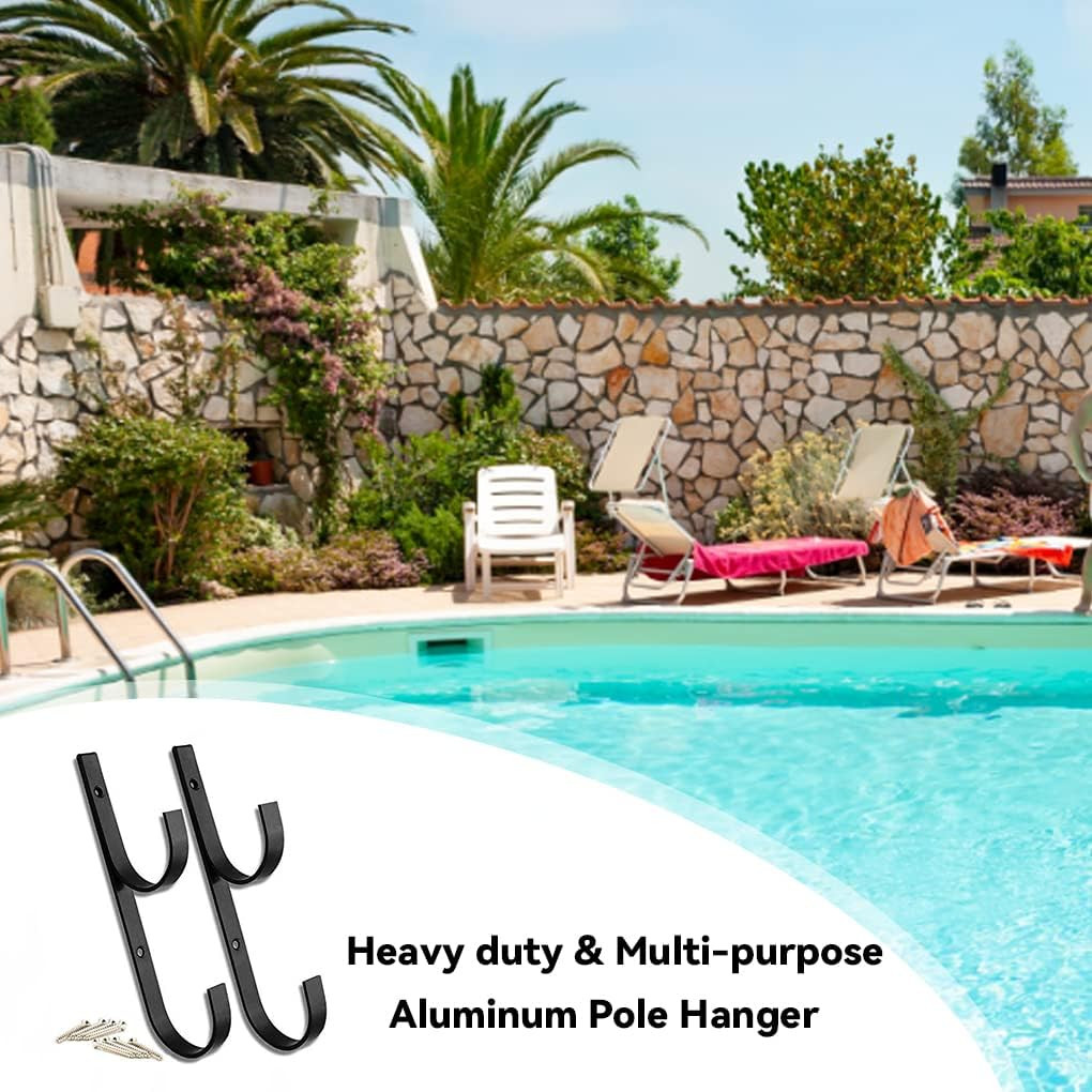 Swimming Pool Aluminum Pole Hanger Set, Blue, 1-Pack (2 Hooks), for Telescoping
