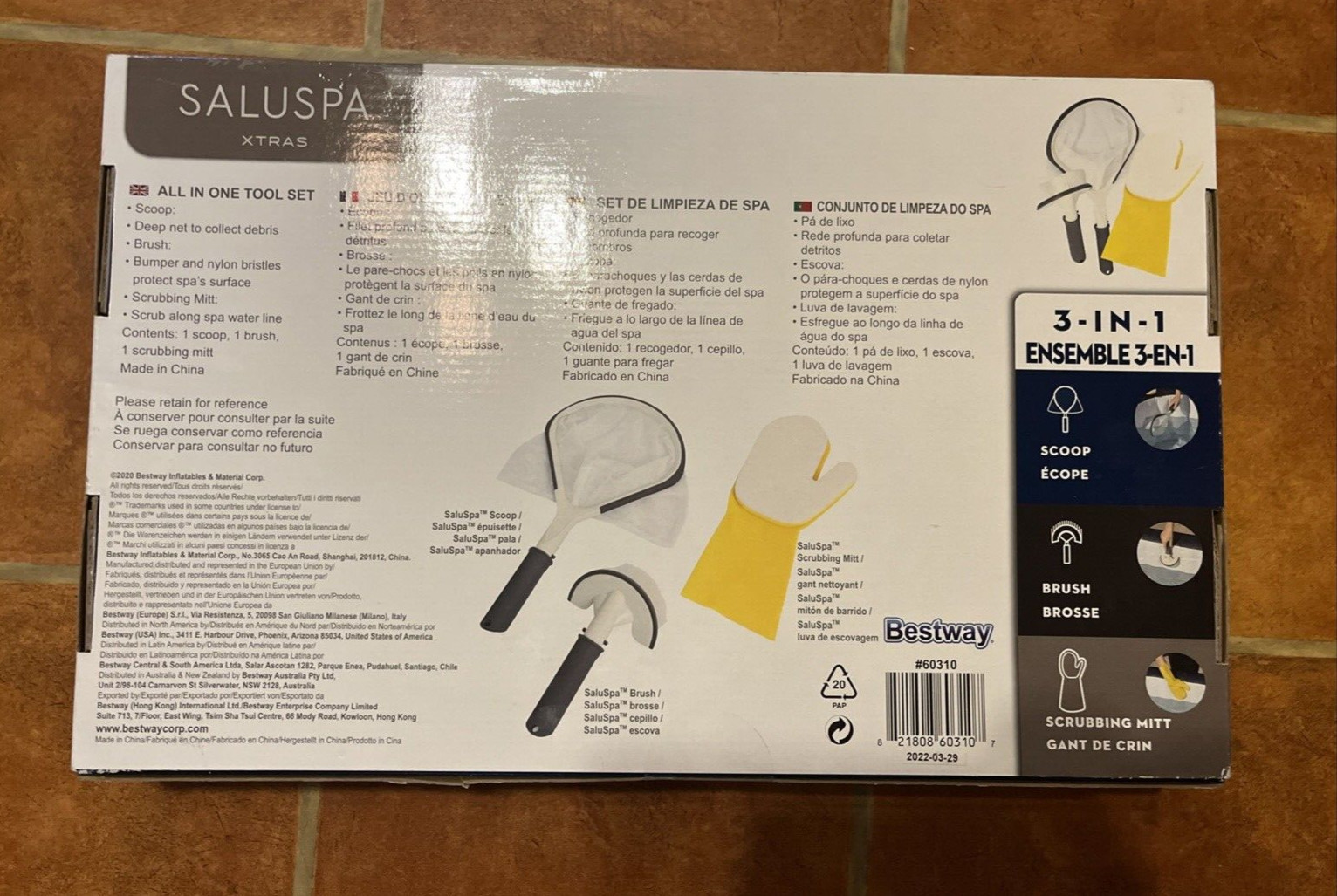 Bestway SaluSpa All In One 3 Piece Cleaning Tool Accessory Set for Hot Tub Spa
