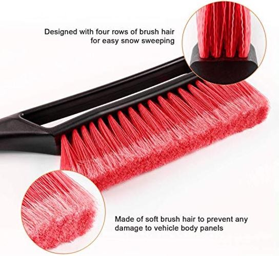 Red 27&Prime; Snow Brush & Ice Scraper with Ergonomic Foam Grip – Detachable