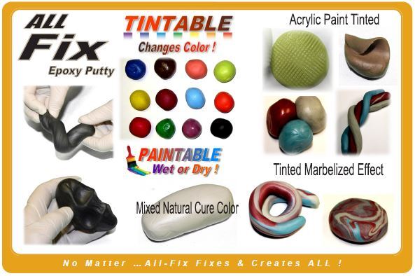 ALL-FIX H2O EPOXY PUTTY Pool Repair Tile Gunite Stone Concrete Fiberglass Leaks