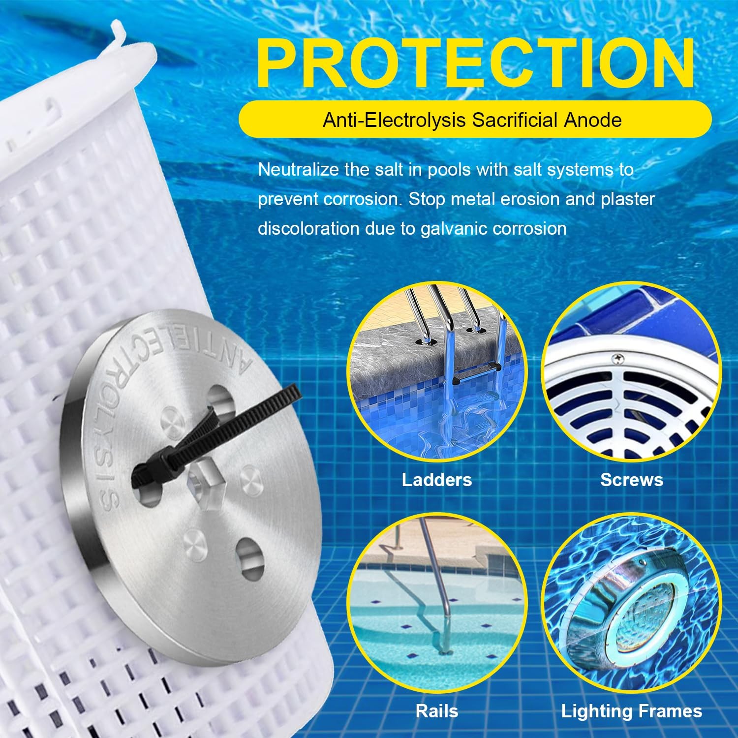 Pool Zinc Anode Weight Plate Anti-Electrolysis Sacrificial Anode Pool Skimmer…