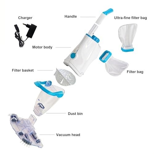 Portable Handheld Pool Vacuum Cleaner – Cordless, 18.5 GPM Suction, IPX8 Waterpr