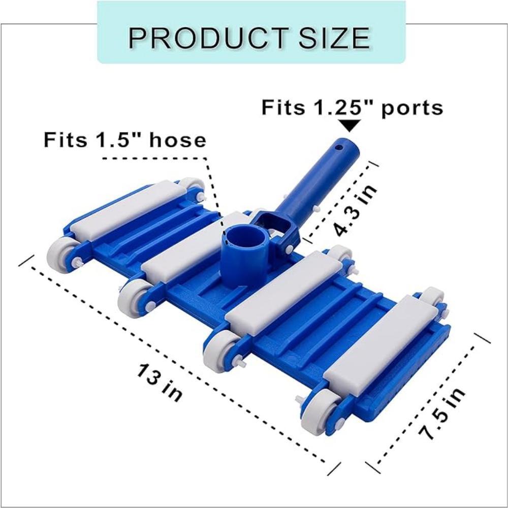 Flexible Pool Vacuum Head Cleaner 14 Inch Weighted Pool with Wheels Side Brush
