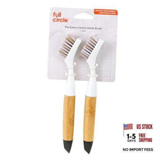 The Every-Crevice Detail Brush, Deep Cleaning Brush for Crevices, 2 Pack White