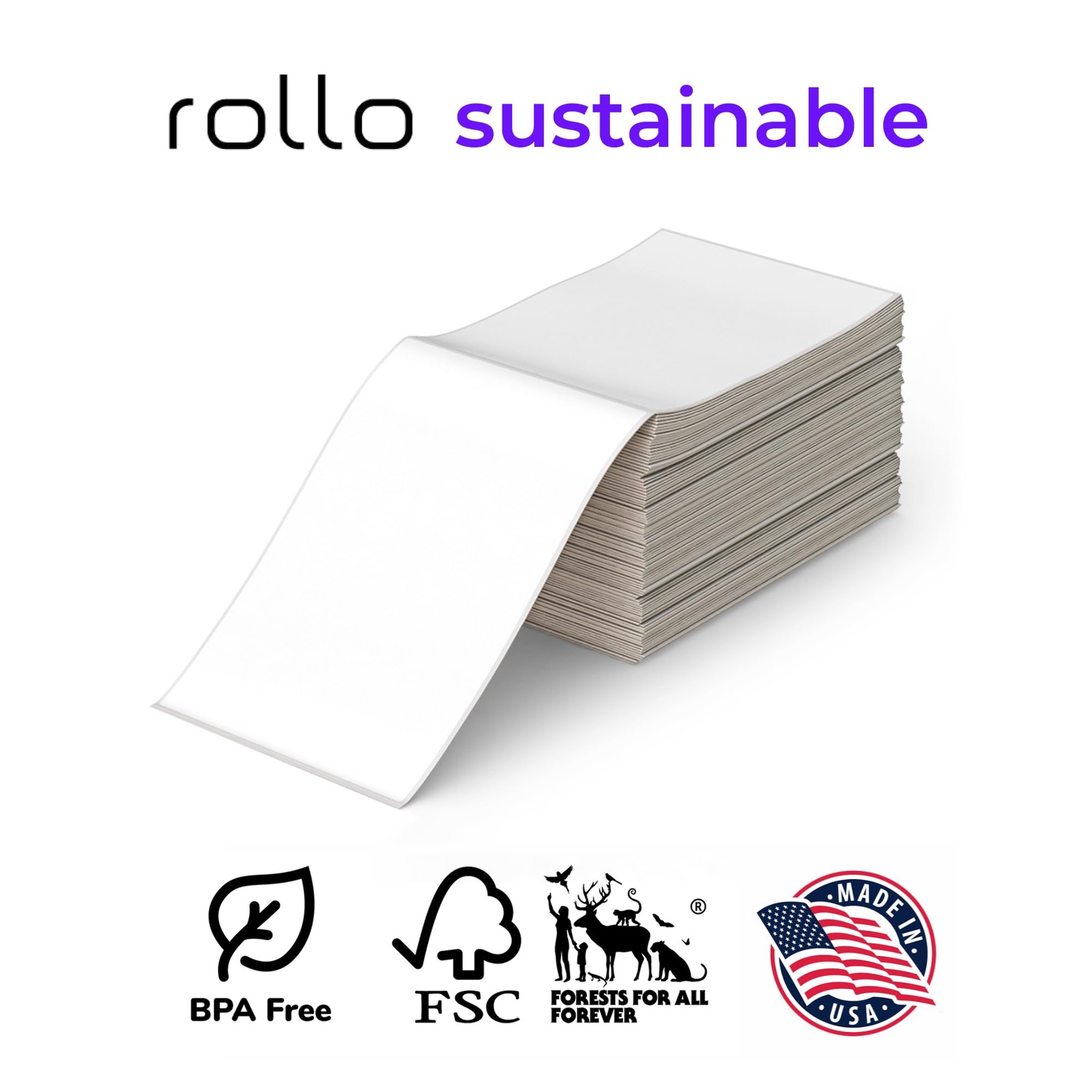 Rollo Direct Thermal Shipping Labels Pack of 500 4×6 Thermal Labels Fanfold …