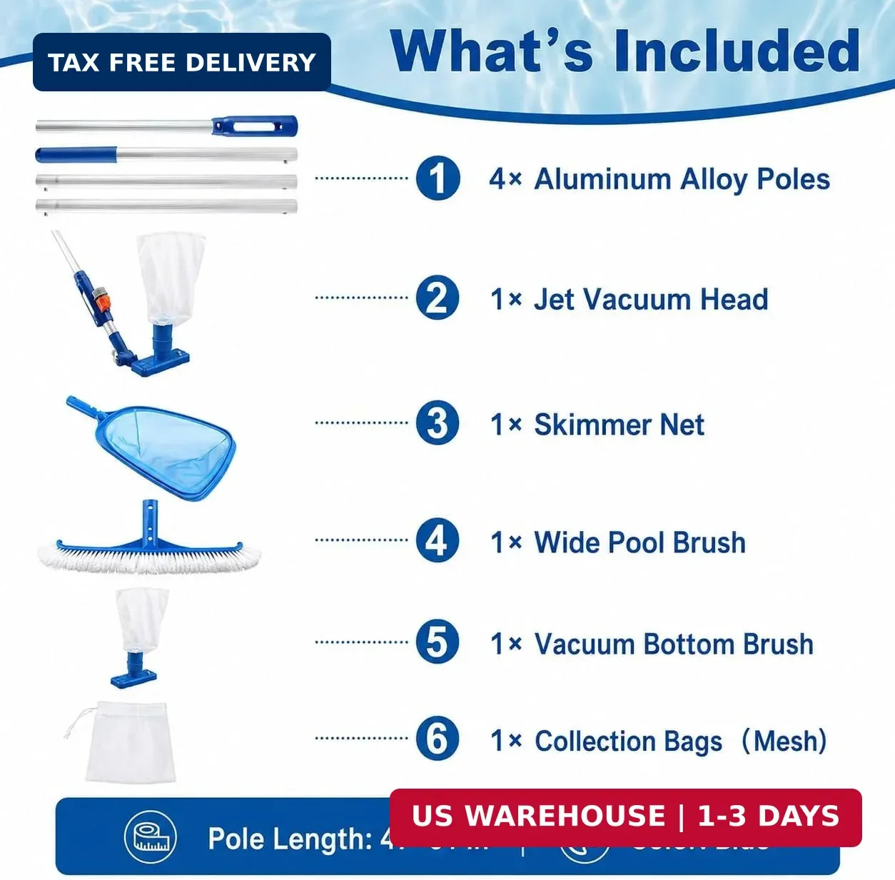 Pool Cleaning Kit for Above Ground Pools | Pool Vacuum and Skimmer Combo, Spa Je