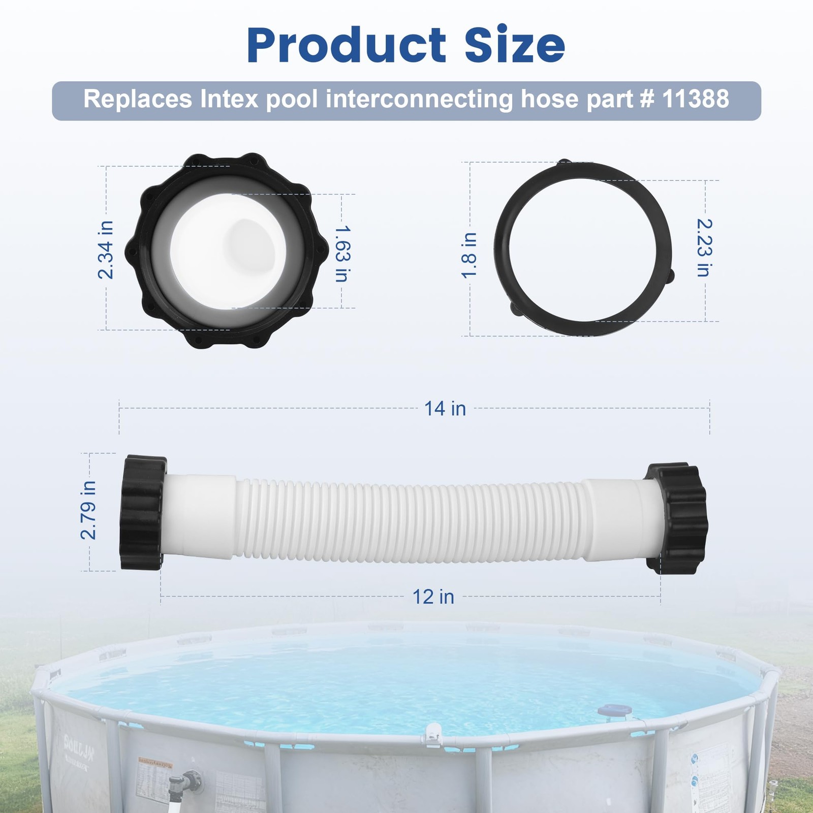 11388 Pool Sand Filter Pump Hose – 14 Inch 14 (11388), White, Black