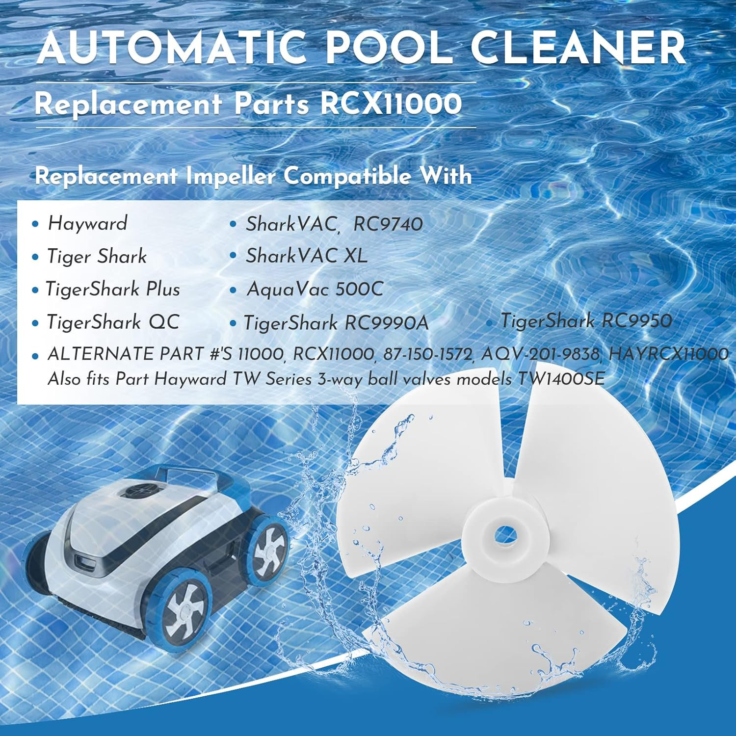 The Pool Cleaner Replacement Parts Impeller RCX11000 with Screw, for Hayward Tig