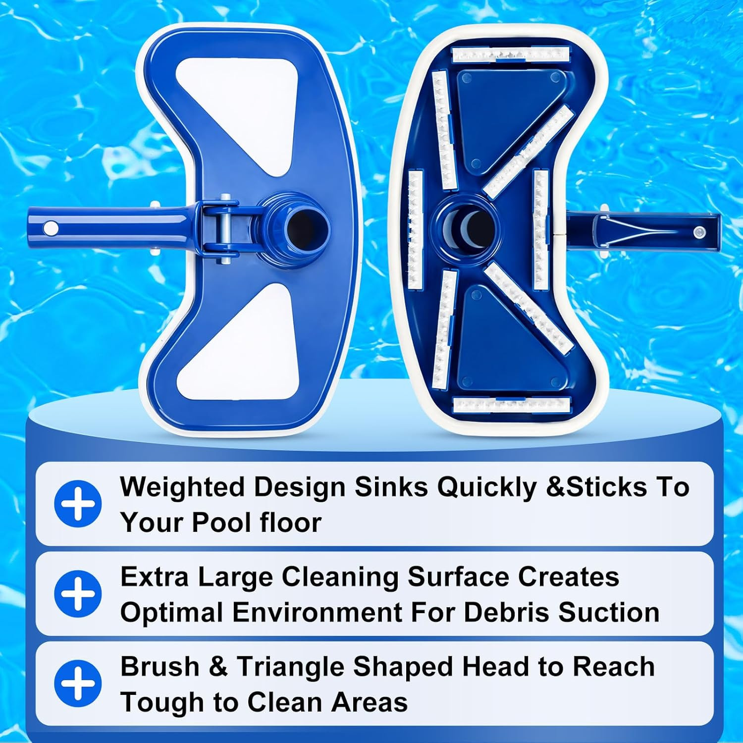 3 Pcs Pool Cleaning Kit 11.8&Prime; Vacuum Head with Flexible Wheels, 1-1/2 X 18Ft Hos