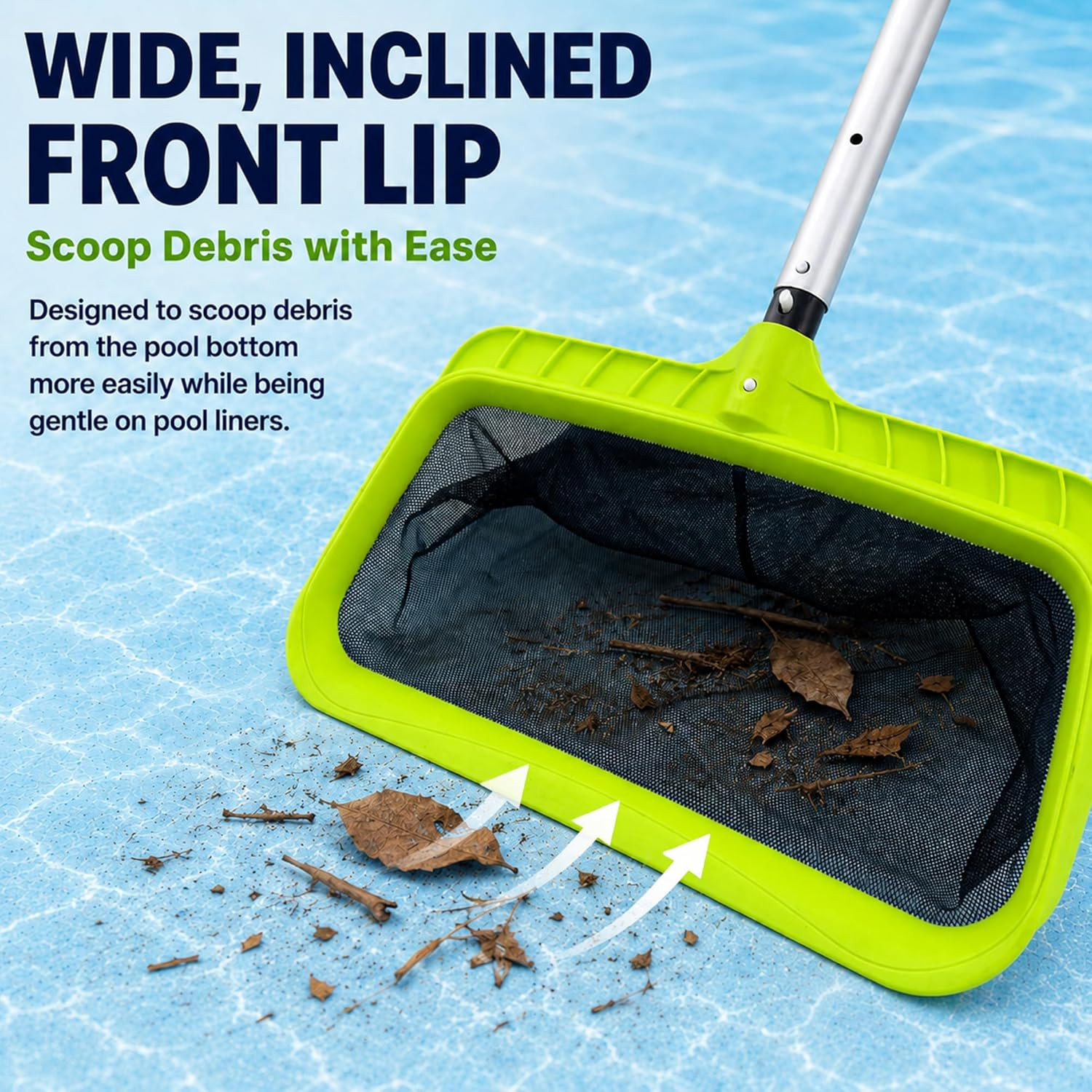 Swimming Pool Leaf Skimmer Net,Reinforced Frame Deep Rake Net
