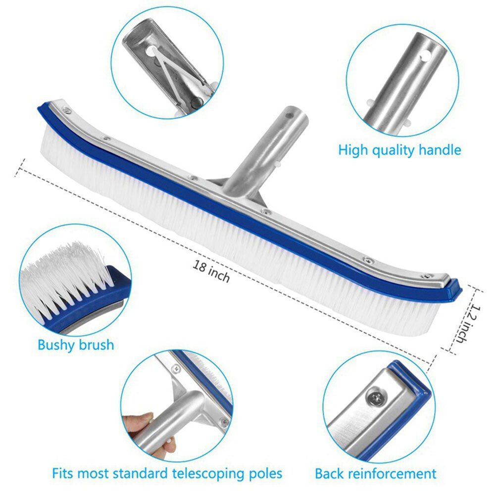Pool Cleaning Brush – Aluminum Frame, Scratch-Proof, Cleans Floors & Corners