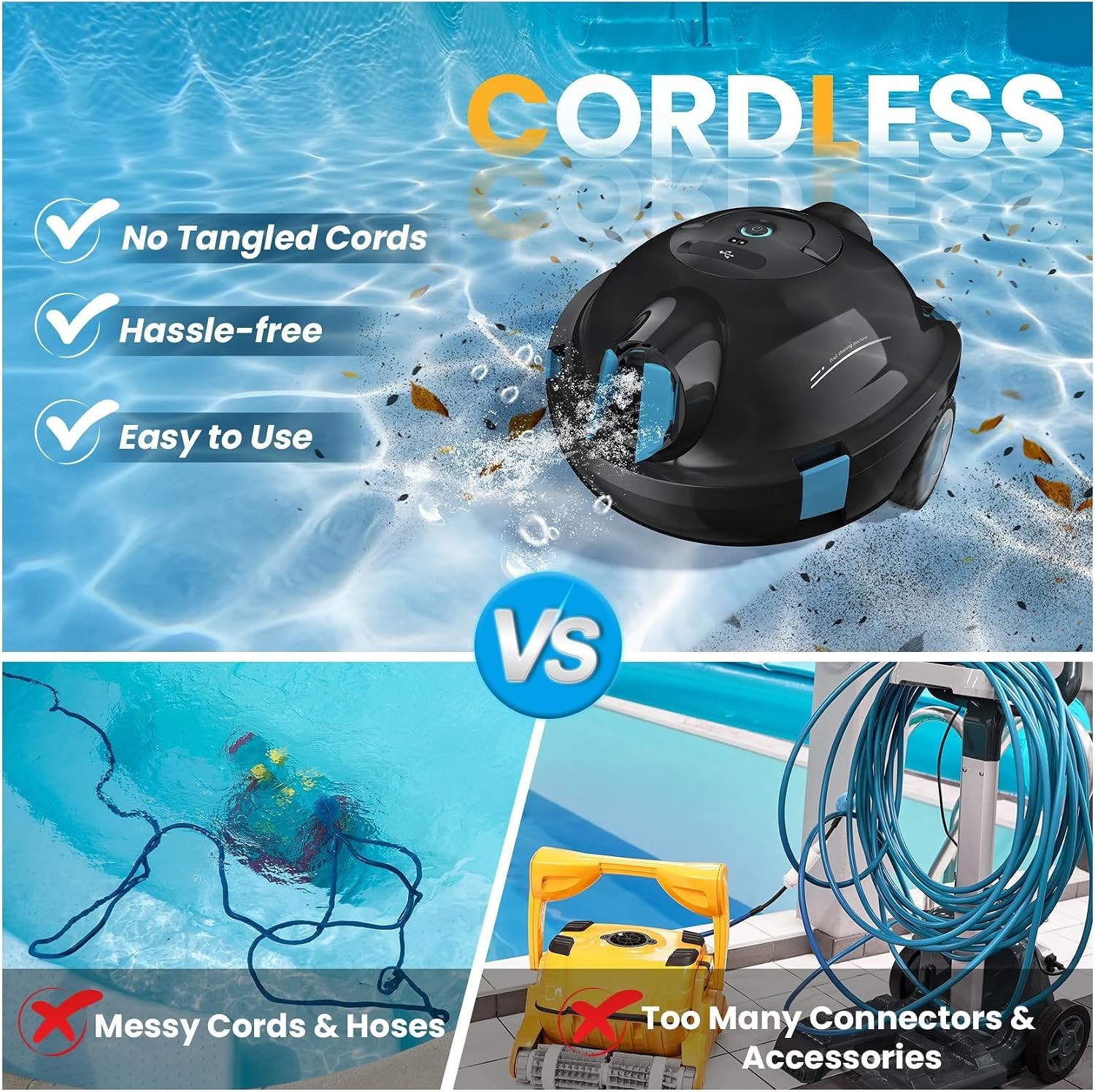 Y10 Pool Vacuum Robot – Lightweight, Self-Parking & 2.2L Capacity Filter