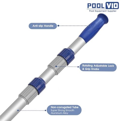 15 FT Telescopic Pool Pole – Adjustable 3 Piece Aluminum Pool Skimmer 15 Foot