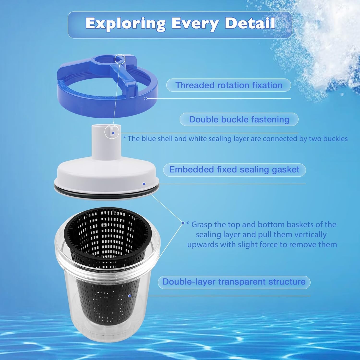 NEW Inline Pool Leaf Canister Leaf Catcher Filter w/ Strainer Basket 5 Socks