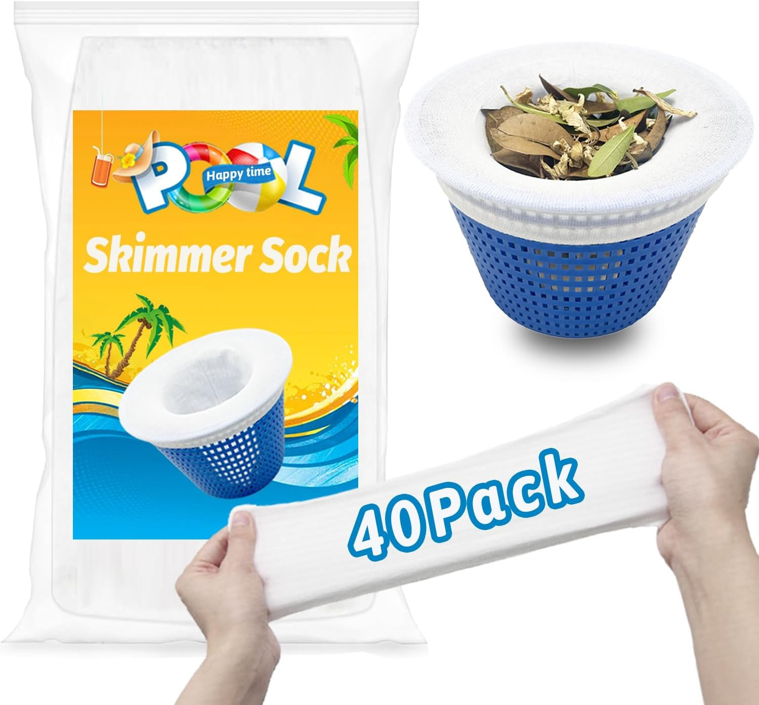 40-Pack Pool Skimmer Socks, Ultra Fine Mesh for Hair, Debris and Leaves | 40-Pac